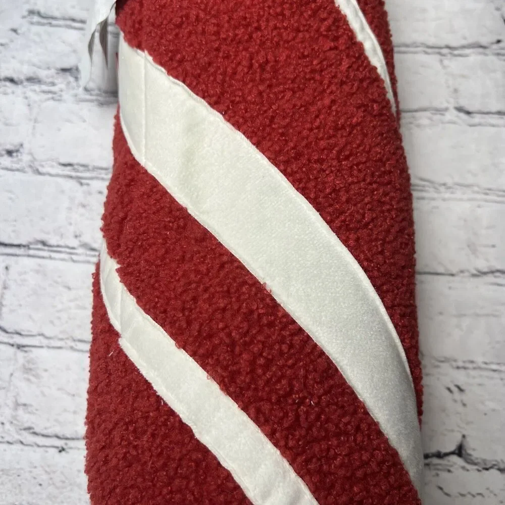 NWT 2023 Merry‎ Moments Peppermint Twist Bolster Candy Sherpa Pillow 17”x6” READ